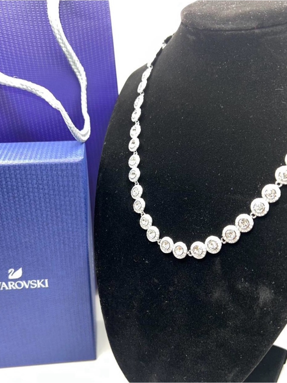 Swarovski Silver Crystal Circle Necklace - Clear/Silver